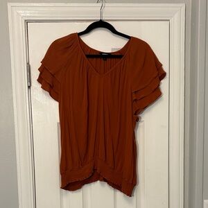 Express Rust Ruffle Sleeve Blouse – Size XL
